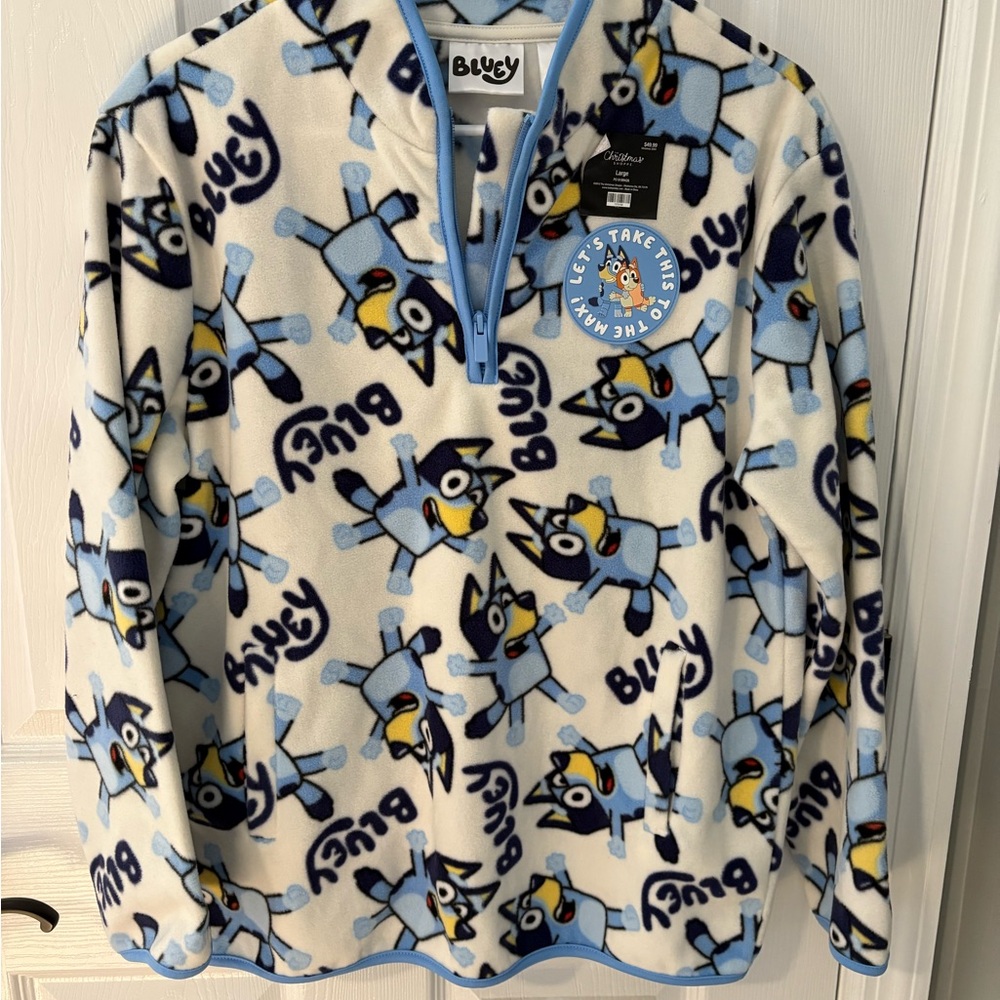 Bluey Fleece Pullover Kids Large NWT
